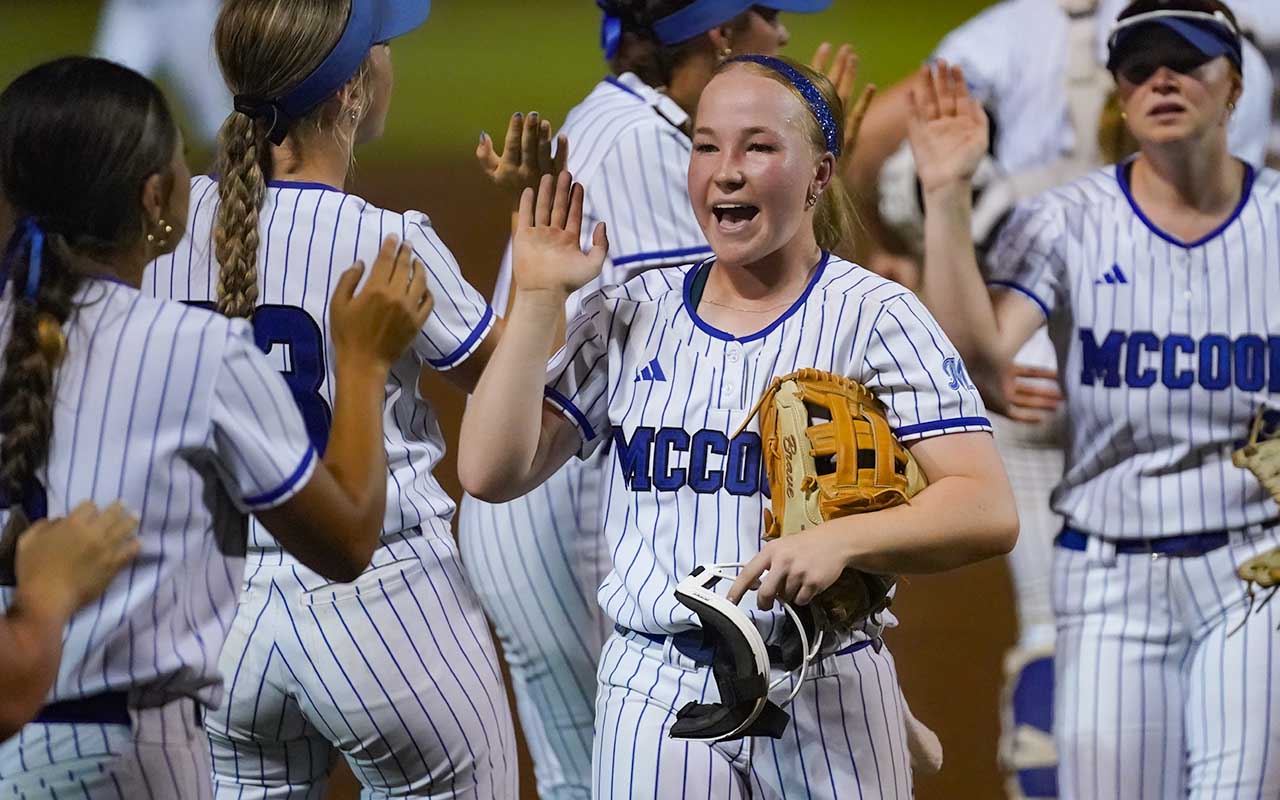 College softball pitcher gets high fives for strong performance